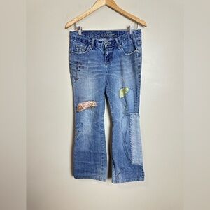 Vanilla Jeans Y2K Patchwork Blue Denim Size 9 Low Rise Flare Vintage Style